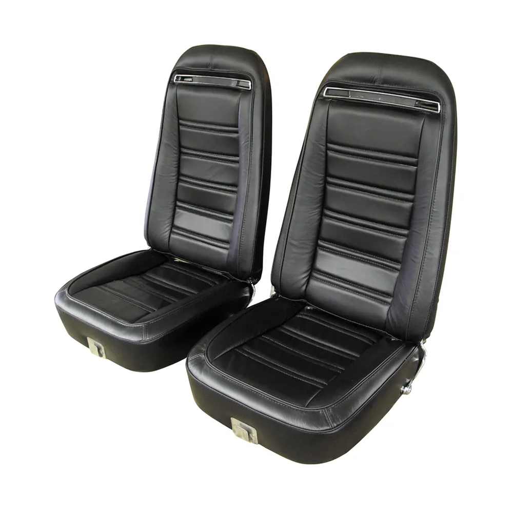 C3 1972-1974 Corvette Interior Package - Full Leather Covers, Foam, Deluxe Door Panels - Black