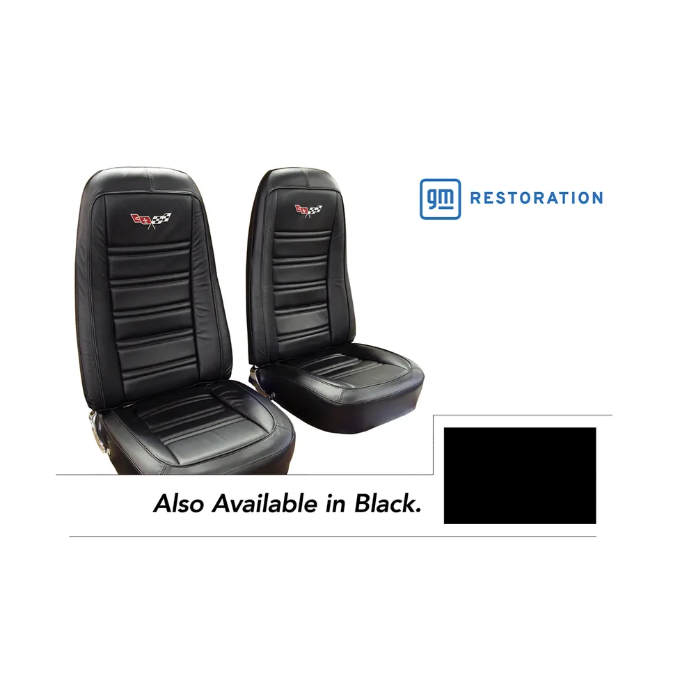 C3 1975 Corvette Embroidered OE Style Seat Covers - Leather/Vinyl - Pair