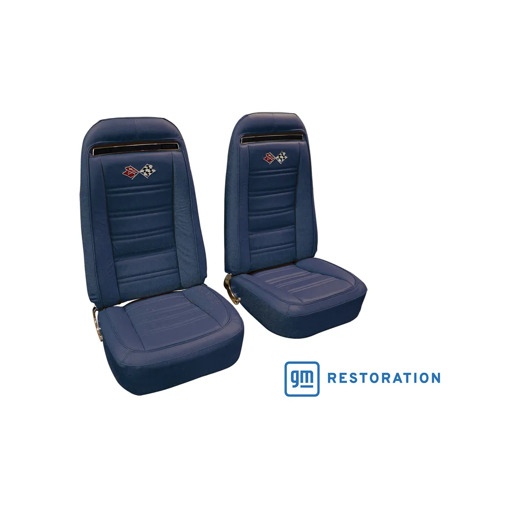 C3 1975 Corvette Embroidered OE Style Seat Covers - Leather/Vinyl - Pair