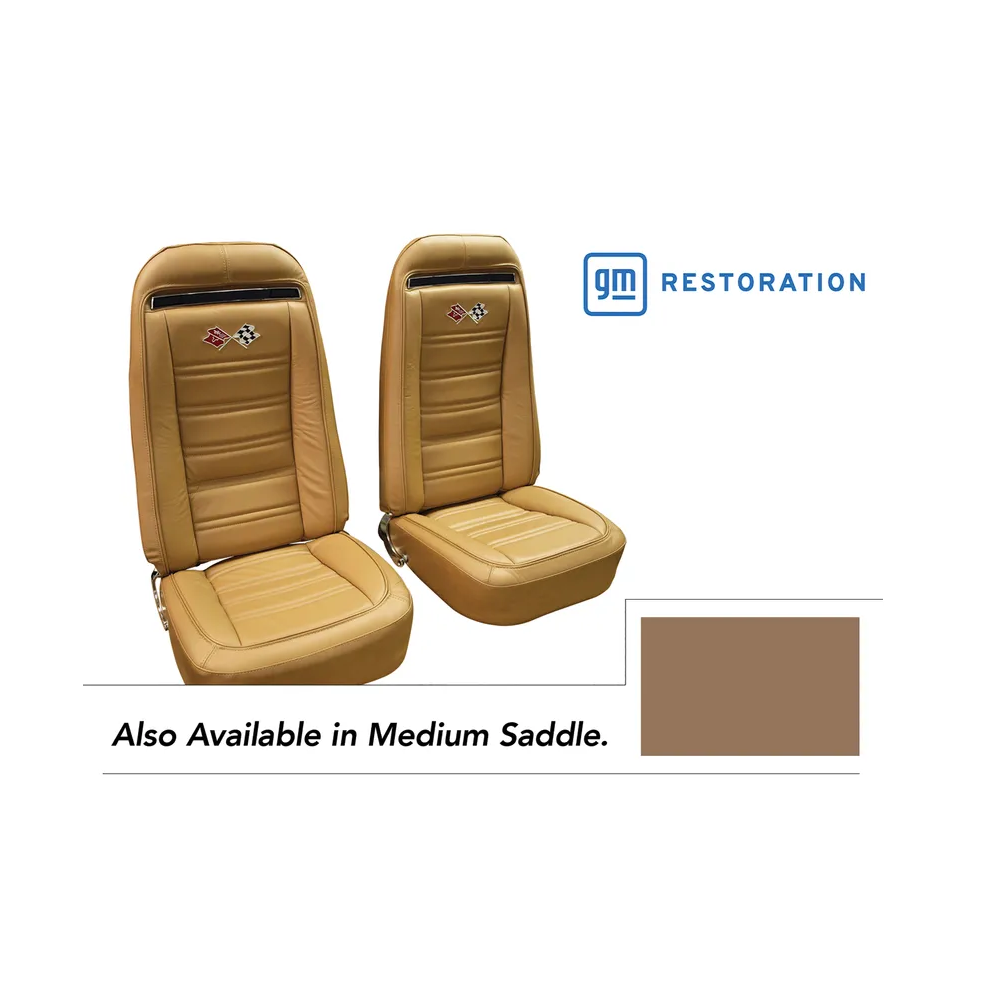 C3 1975 Corvette Embroidered OE Style Seat Covers - Leather/Vinyl - Pair