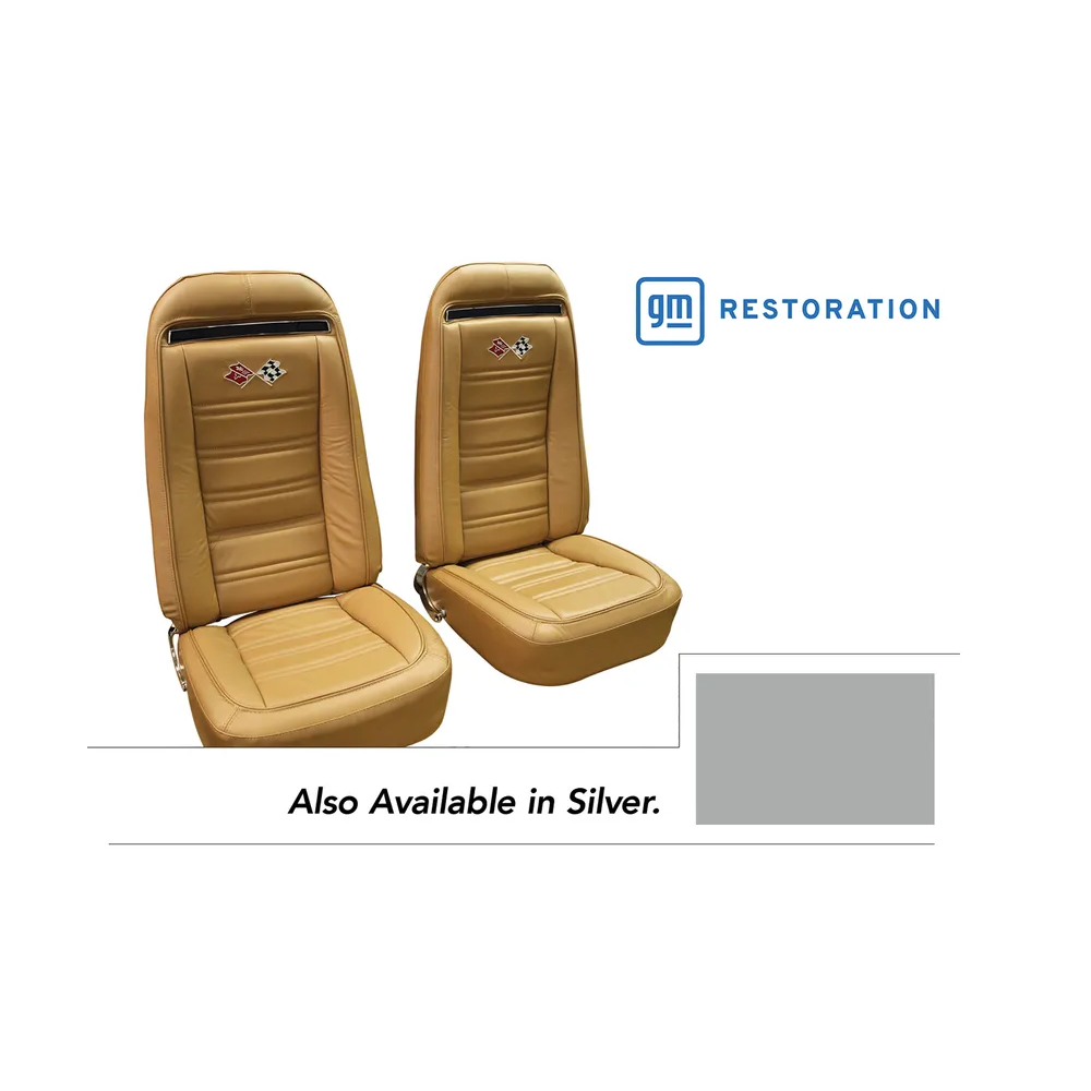 C3 1975 Corvette Embroidered OE Style Seat Covers - Leather/Vinyl - Pair