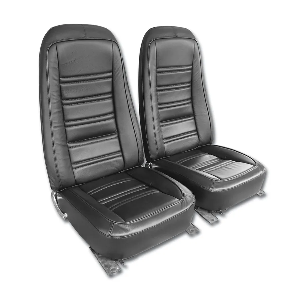 C3 1978 Corvette Interior Package - OE Leather Covers, Foam, Deluxe Door Panels - Black