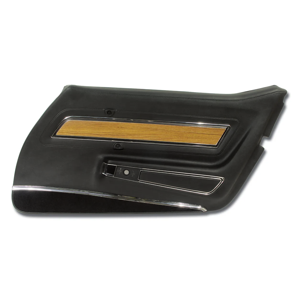 C3 1976 Corvette Interior Package - OE Leather Covers, Foam, Deluxe Door Panels - Black W/Teak
