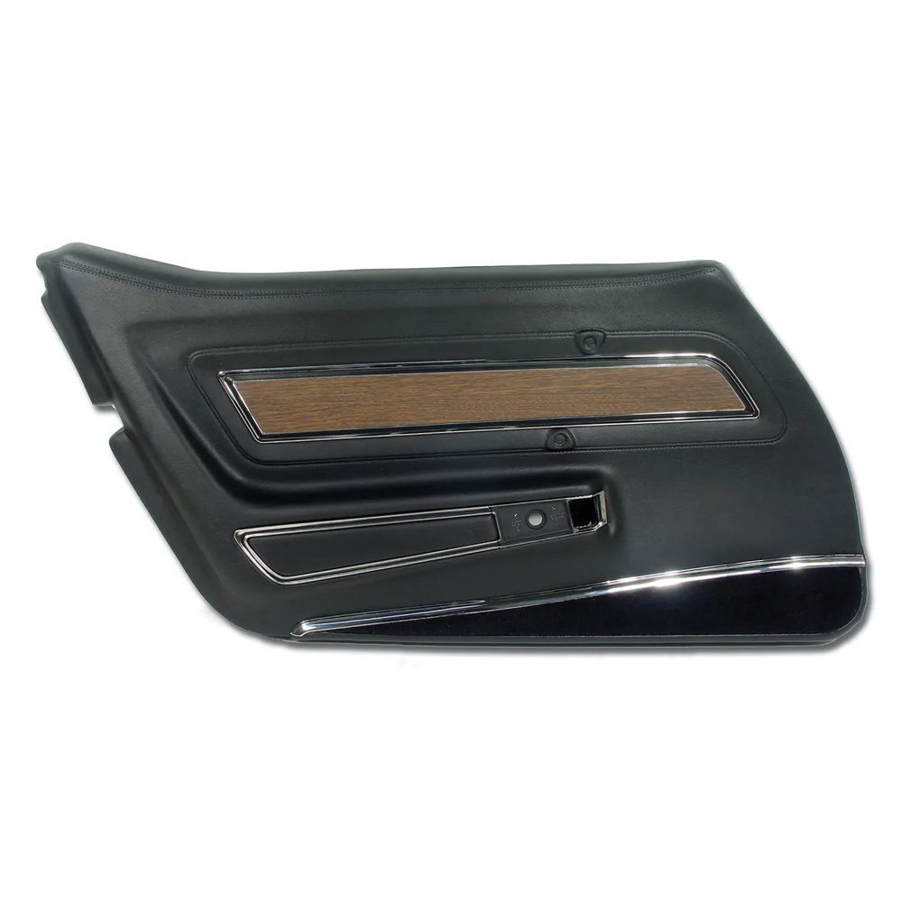 C3 1976 Corvette Interior Package - OE Leather Covers, Foam, Deluxe Door Panels - Black W/Walnut
