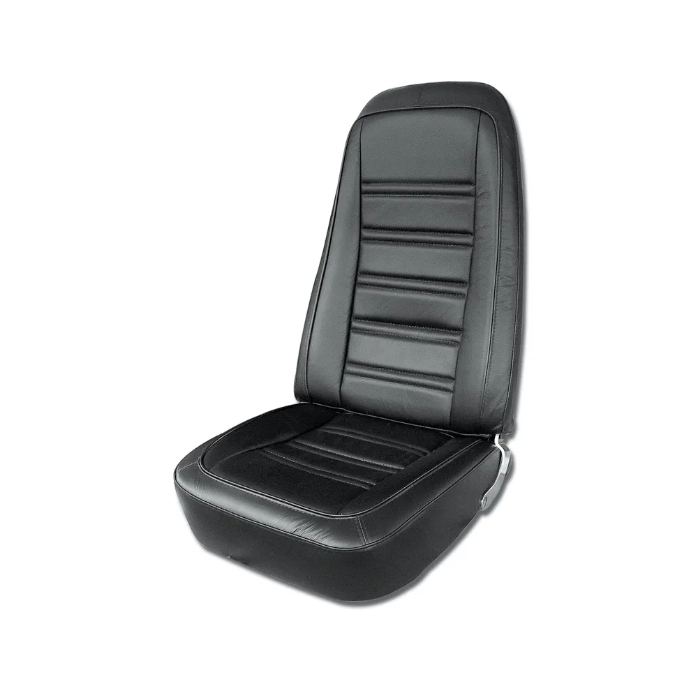 C3 1976 Corvette Interior Package - Full Leather Covers, Foam, Deluxe Door Panels - Black W/Teak