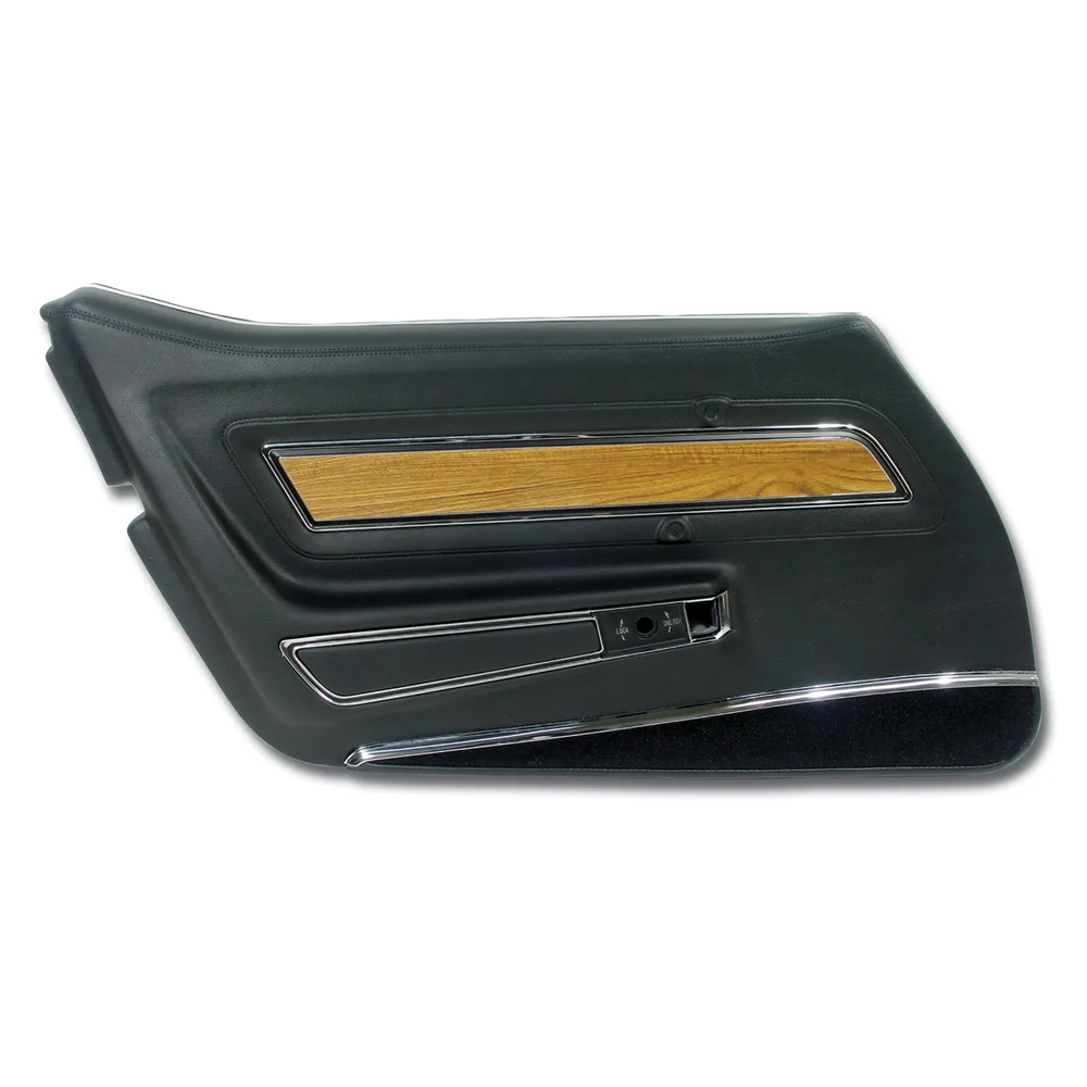 C3 1976 Corvette Interior Package - Full Leather Covers, Foam, Deluxe Door Panels - Black W/Teak