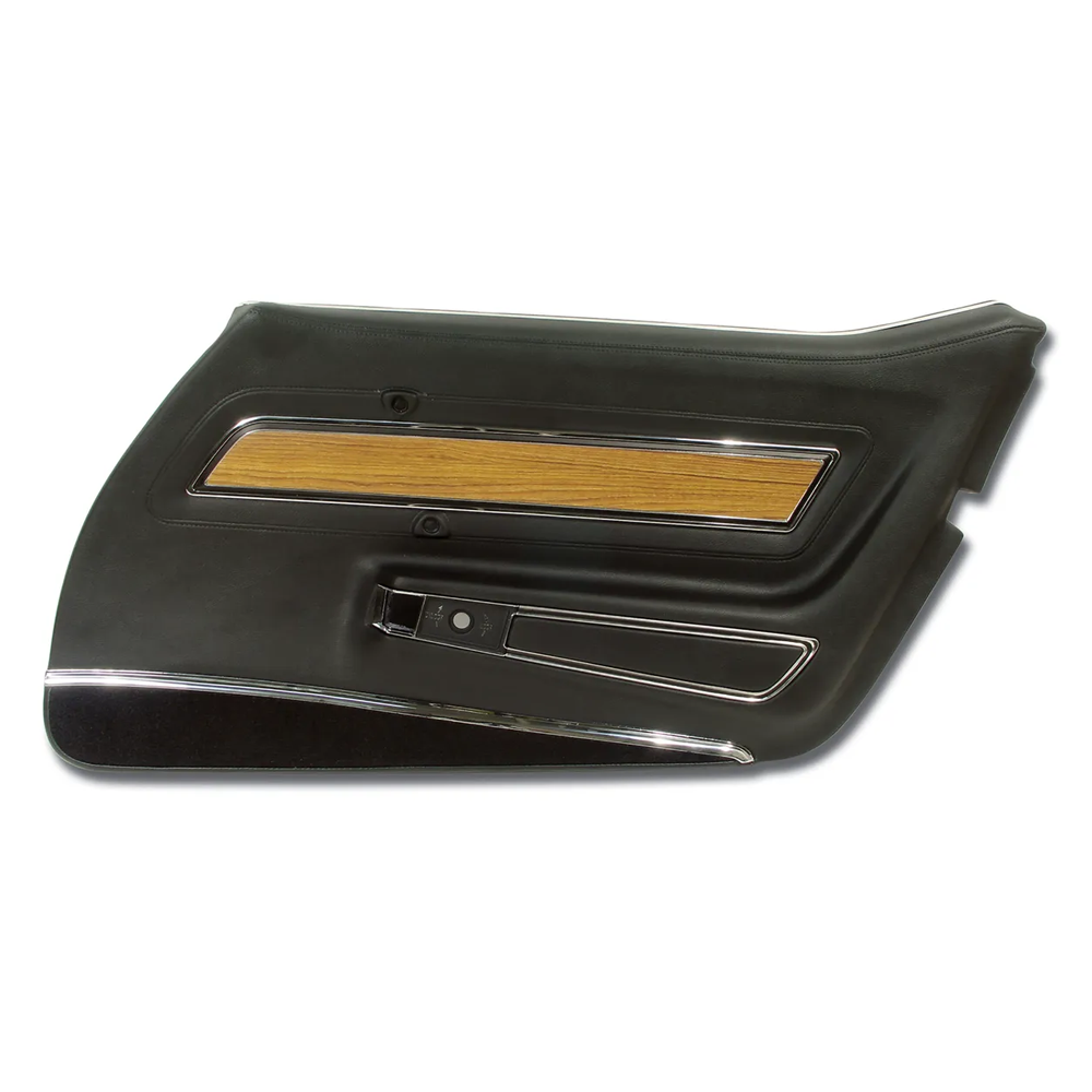 C3 1976 Corvette Interior Package - Full Leather Covers, Foam, Deluxe Door Panels - Black W/Teak