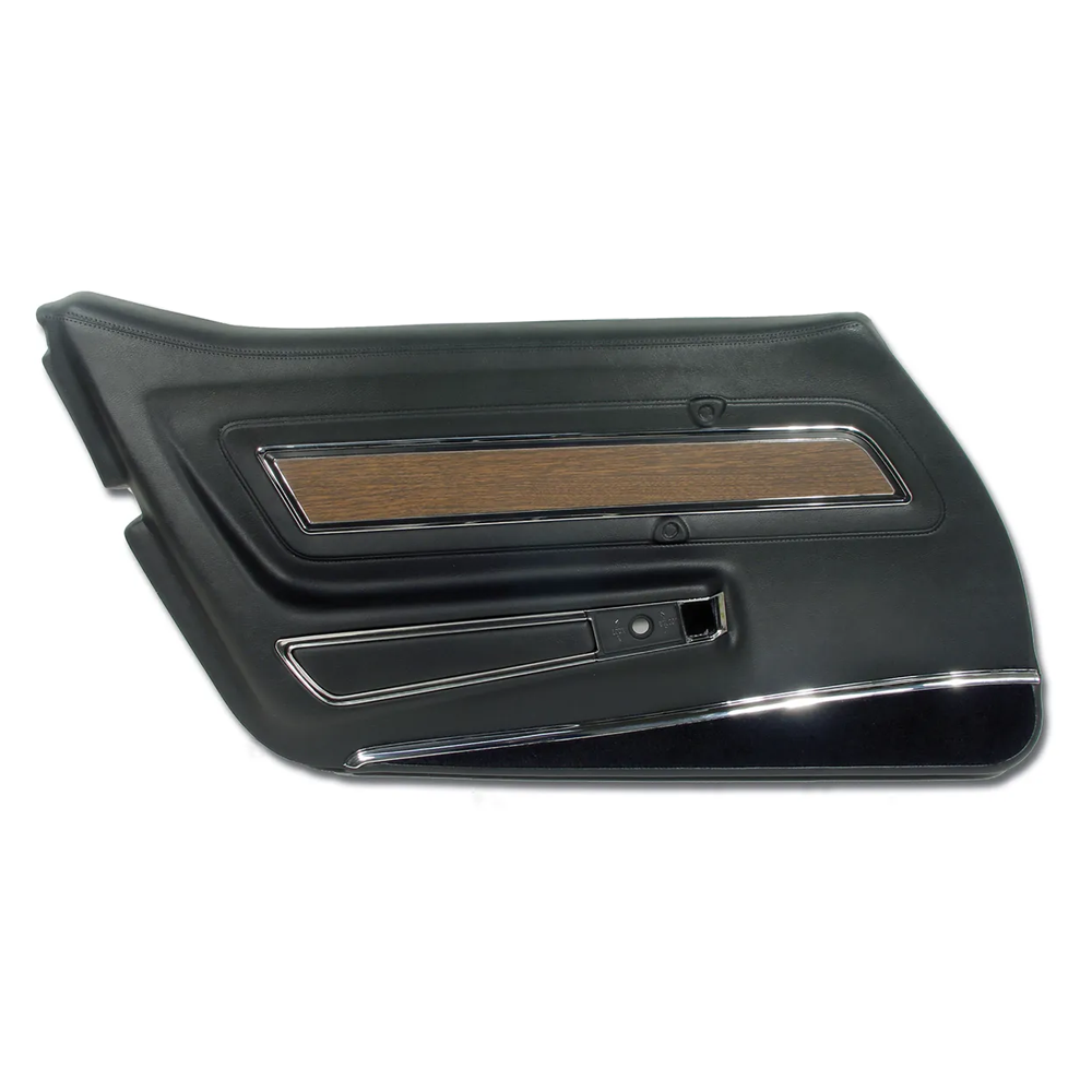 C3 1976 Corvette Interior Package - Full Leather Covers, Foam, Deluxe Door Panels - Black/Walnut