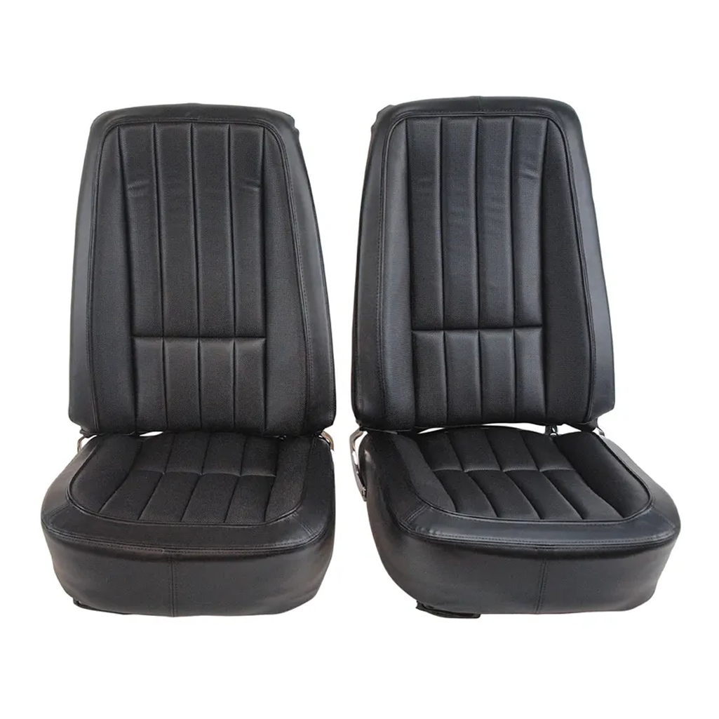 C3 1968 Corvette Mounted Seats "Leather-Like" Vinyl First Design With Headrest Bracket
