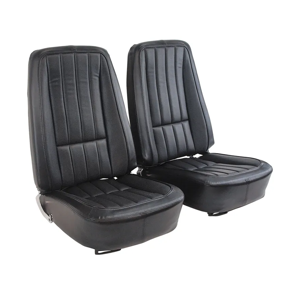 C3 1968 Corvette Mounted Seats "Leather-Like" Vinyl Second Design With Headrest Bracket