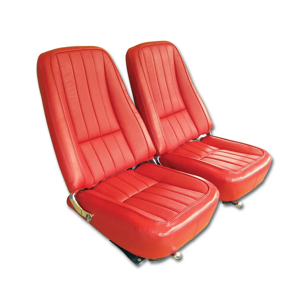 C3 1968 Corvette Mounted Seats "Leather-Like" Vinyl First Design With Headrest Bracket