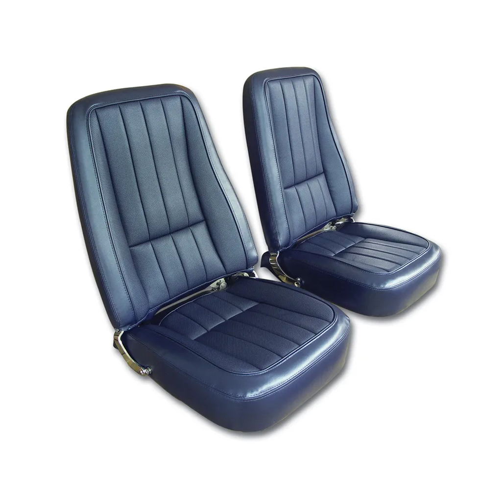 C3 1968 Corvette Mounted Seats "Leather-Like" Vinyl First Design With Headrest Bracket