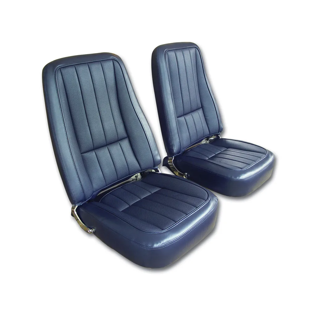 C3 1968 Corvette Mounted Seats "Leather-Like" Vinyl Second Design With Headrest Bracket