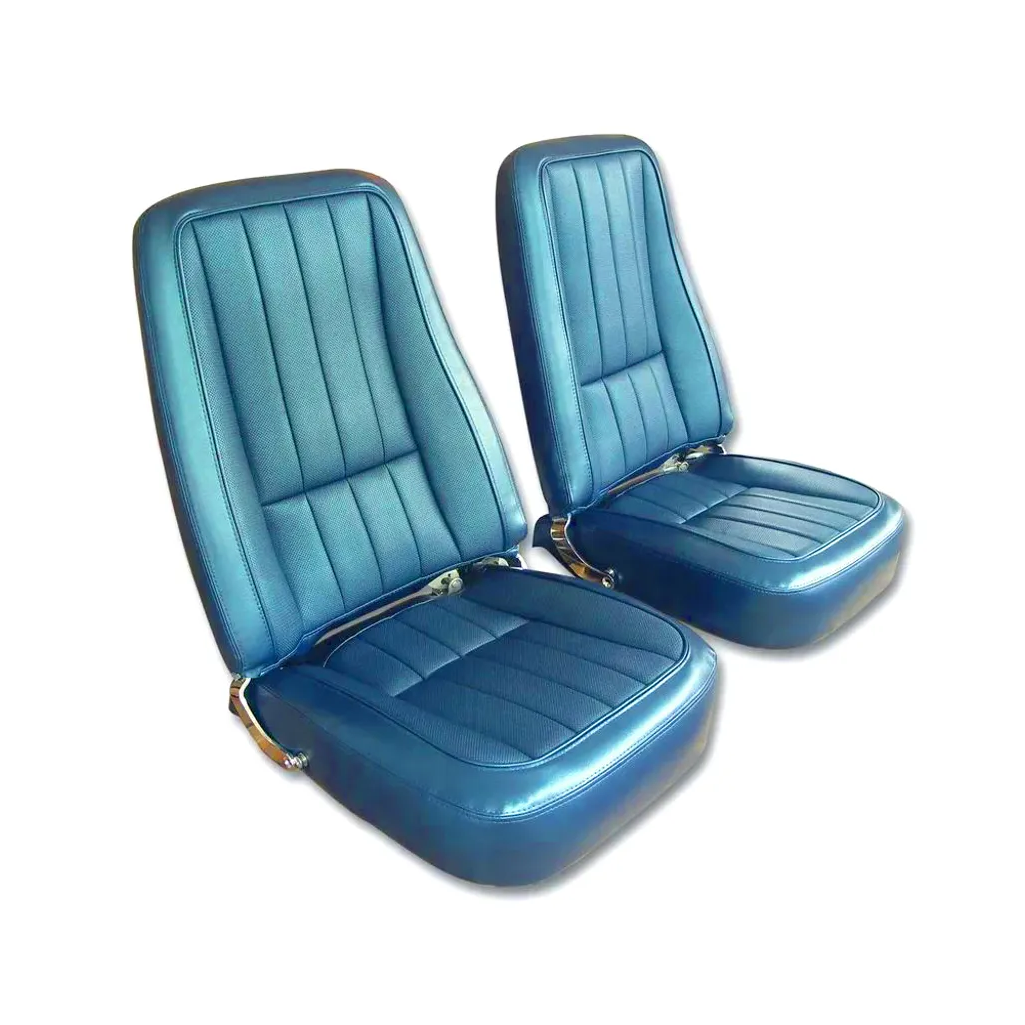 C3 1968 Corvette Mounted Seats "Leather-Like" Vinyl Second Design With Headrest Bracket
