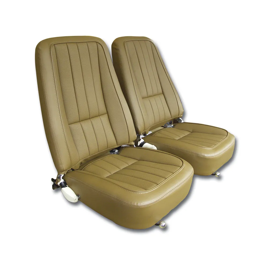 C3 1968 Corvette Mounted Seats "Leather-Like" Vinyl First Design With Headrest Bracket
