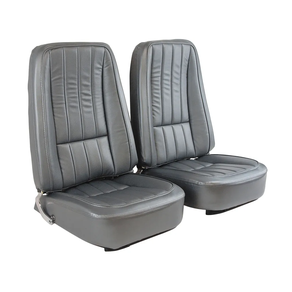 C3 1968 Corvette Mounted Seats "Leather-Like" Vinyl First Design With Headrest Bracket