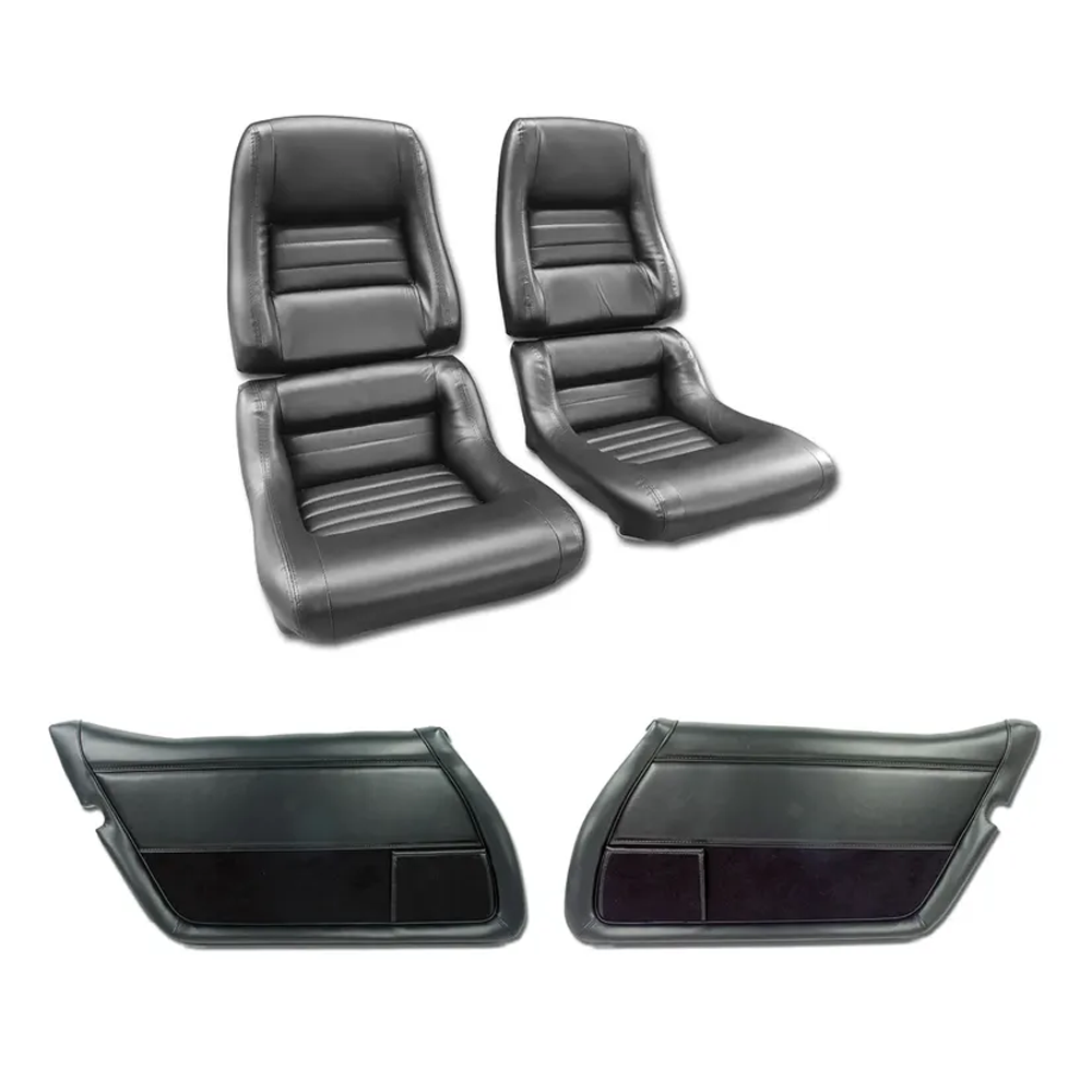 C3 1979-1981 Corvette Interior Package - Mounted 100% Leather Seats - Black