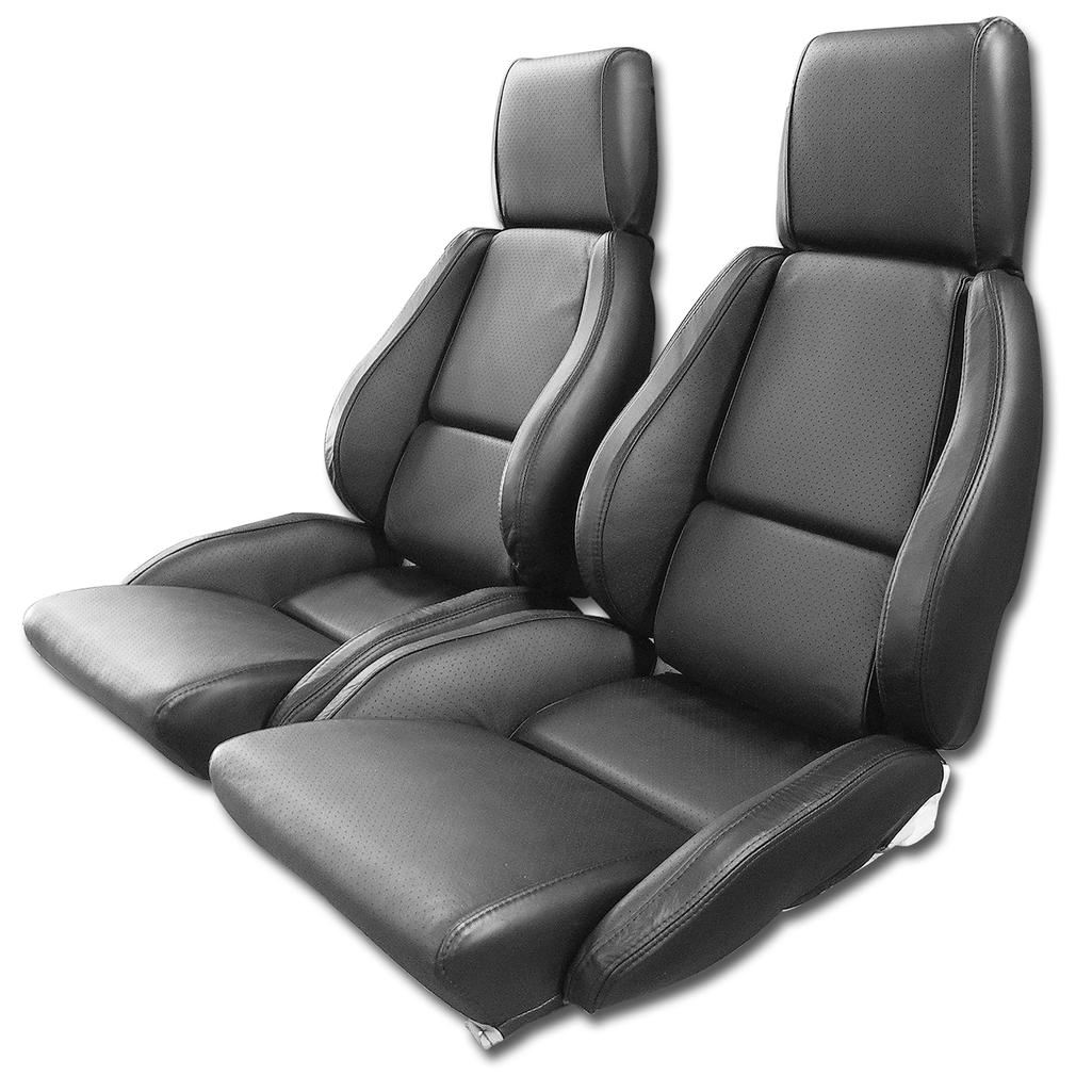 C4 1984-1988 Corvette Interior Package - Mounted Standard Leather Seats - Black W/Perforated Inserts