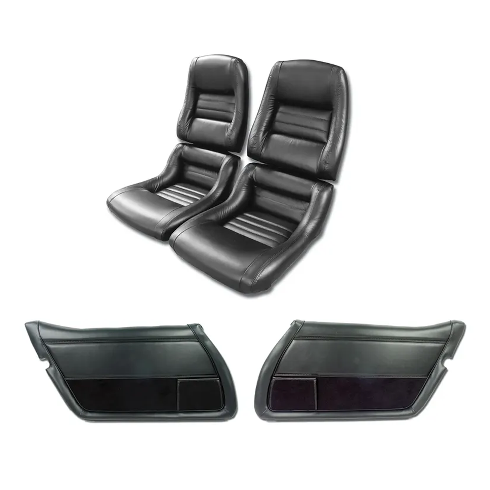 C3 1979-1981 Corvette Interior Package - Mounted 100% Leather Seats - Black