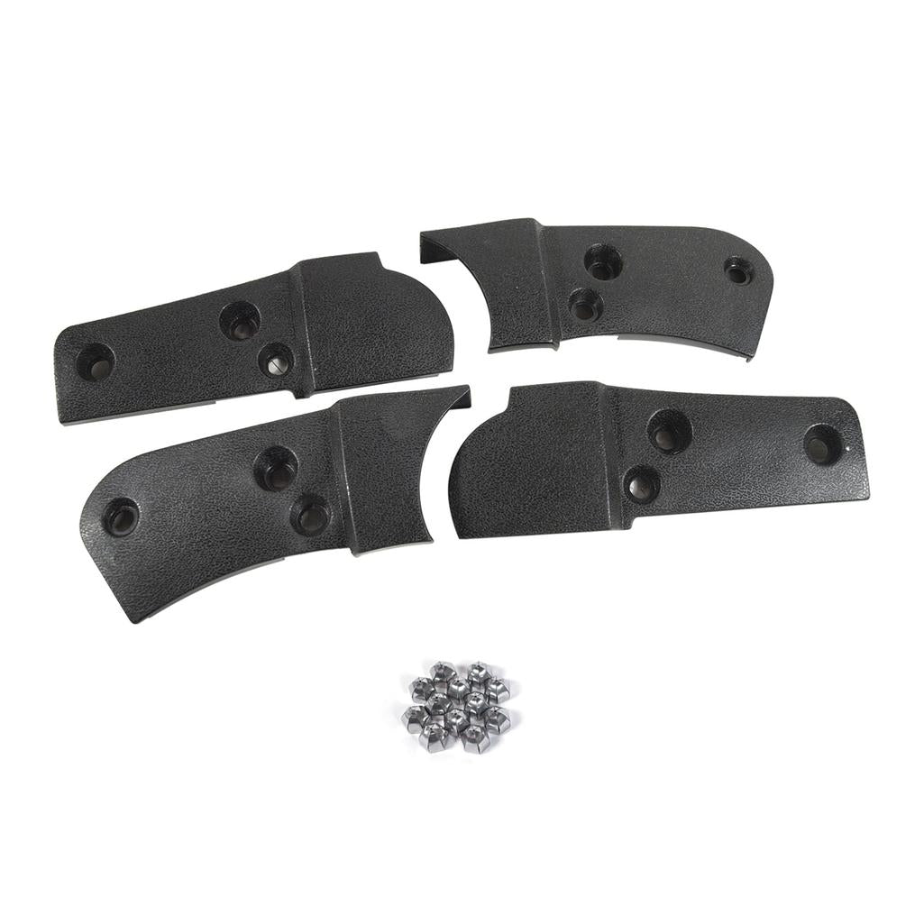 C3 1979-1981 Corvette Reproduction Seat Hinge Cover Kit - 4pc - Black W/Stainless Steel Acorn Nuts
