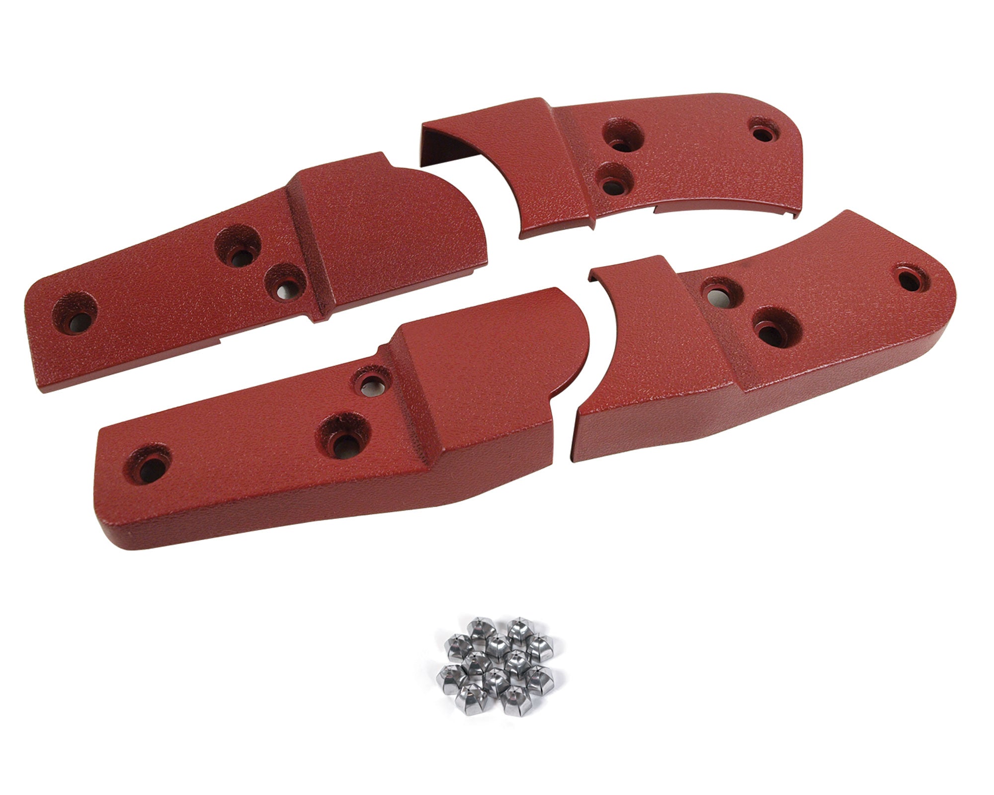 C3 1979-1981 Corvette Reproduction Seat Hinge Cover Kit - 4pc - W/Stainless Steel Acorn Nuts - Red