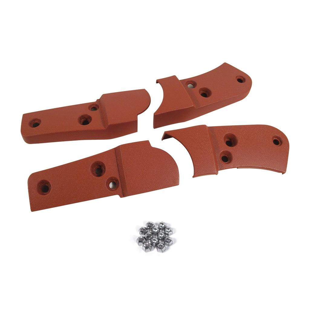 C3 1981 Corvette Reproduction Seat Hinge Cover Kit - 4pc - Cinnabar W/Stainless Steel Acorn Nuts