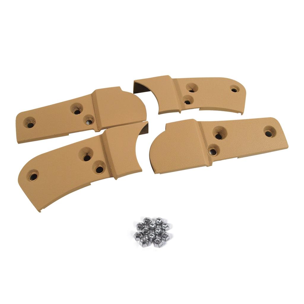 C3 1979-1980 Corvette Reproduction Seat Hinge Cover Kit - 4pc - Doeskin W/Stainless Steel Acorn Nuts