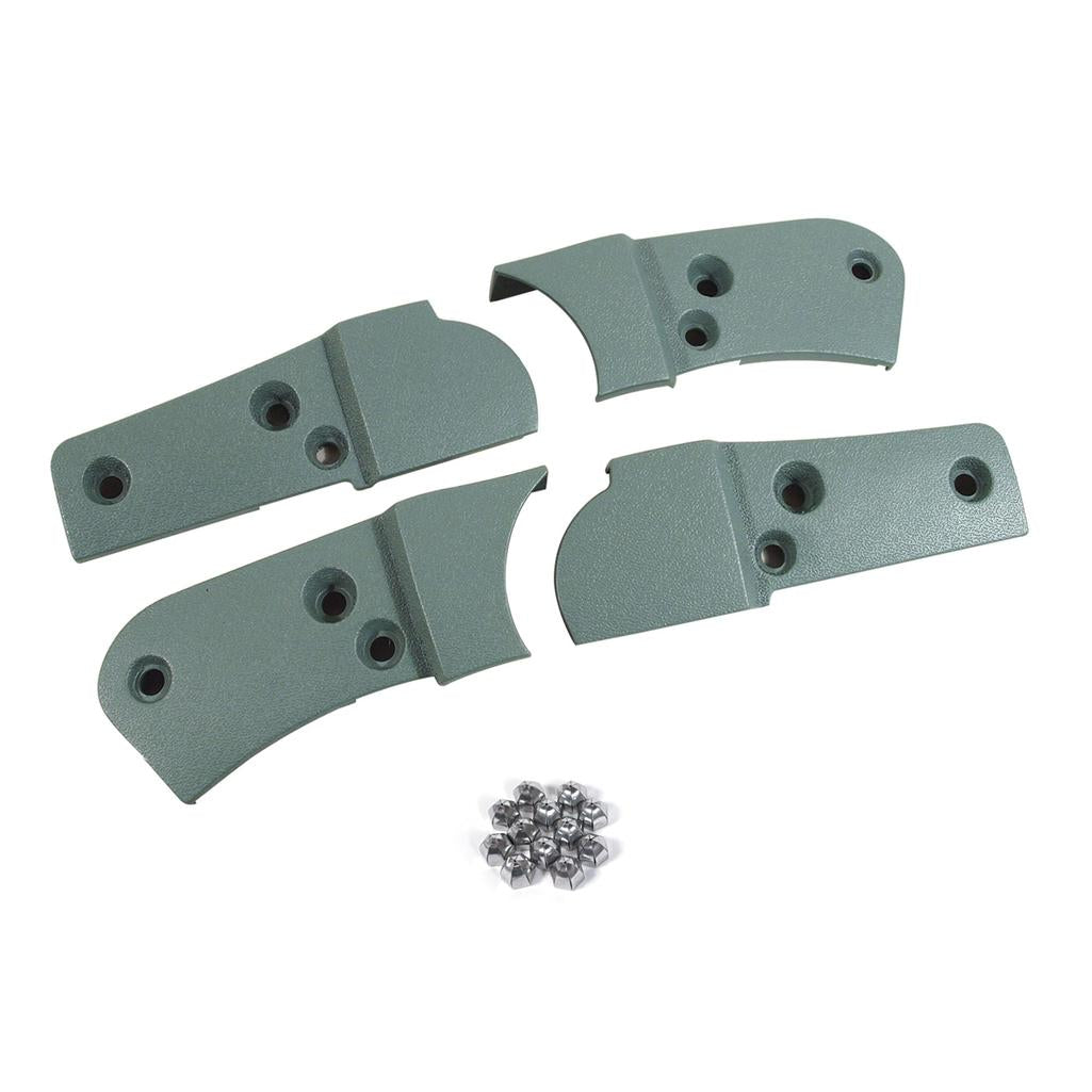 C3 1982 Corvette Reproduction Seat Hinge Cover Kit - 4pc - Silvergreen W/Stainless Stl Acorn Nuts