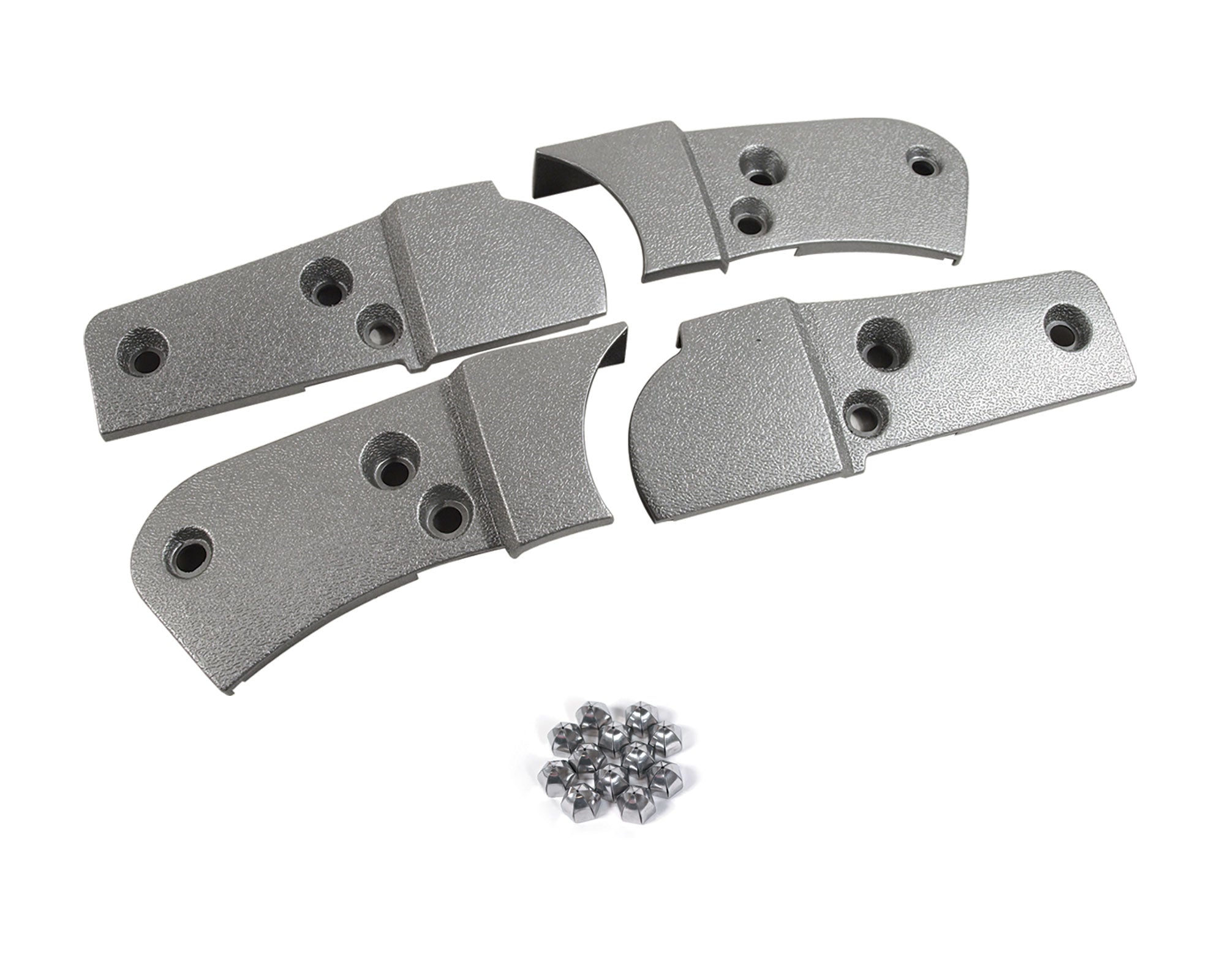 C3 1981 Corvette Reproduction Seat Hinge Cover Kit - 4pc - W/Stainless Steel Acorn Nuts - Silver
