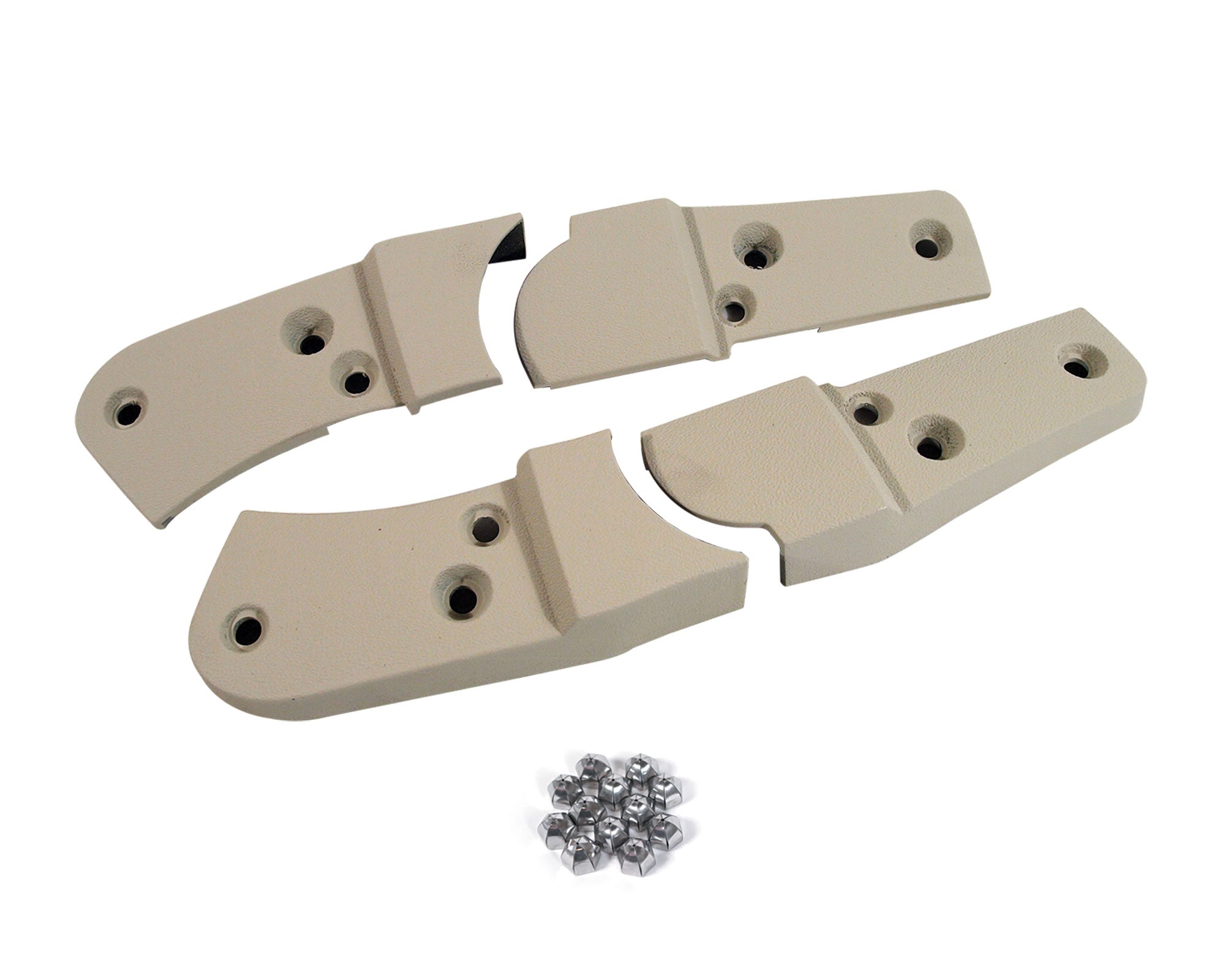 C3 1979-1980 Corvette Reproduction Seat Hinge Cover Kit - 4pc - W/Stainless Steel Acorn Nuts - Oyster