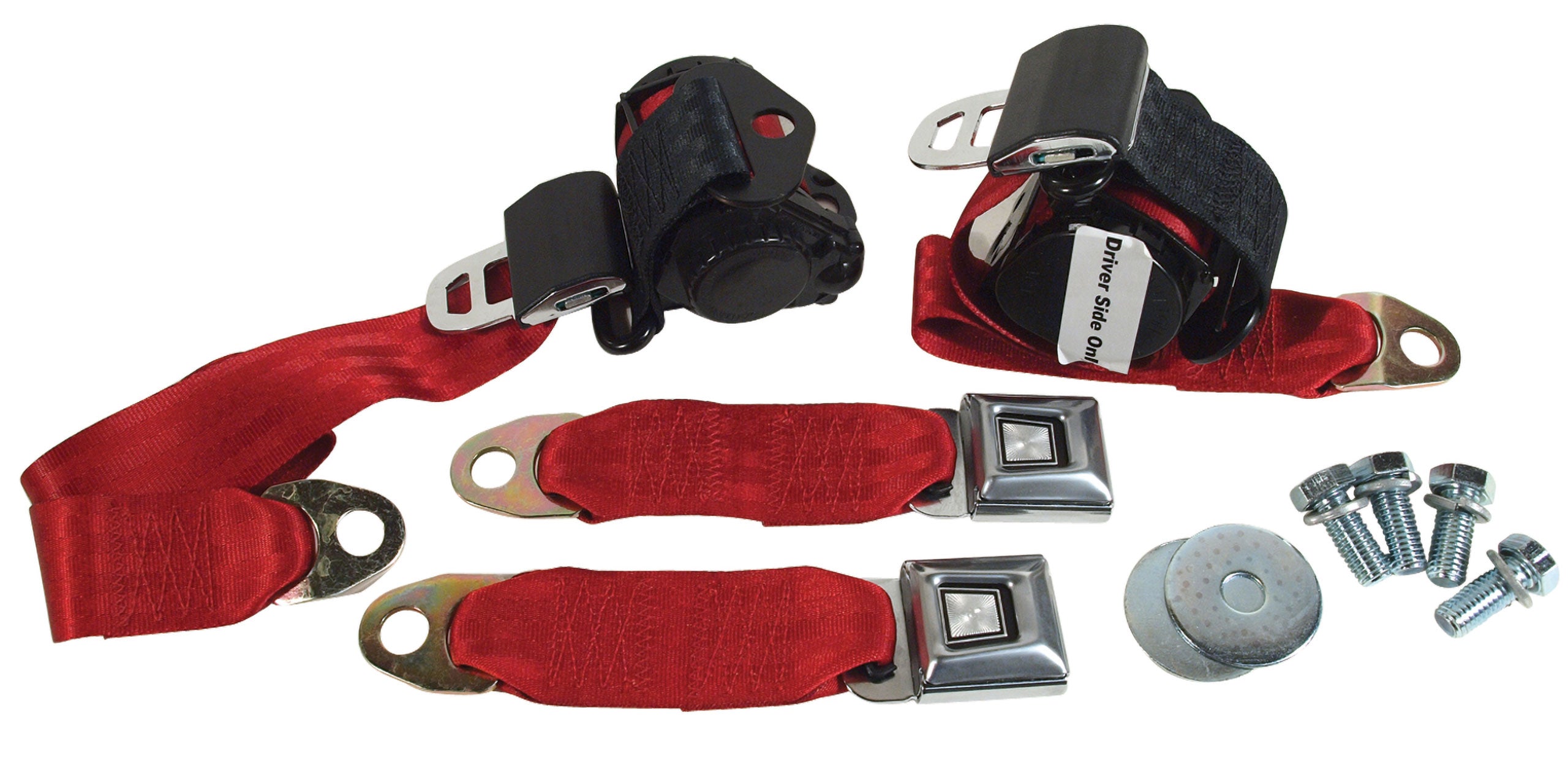 C3 1974-1977 Corvette Lap & Shoulder Seat Belts - Single Retractor - Red