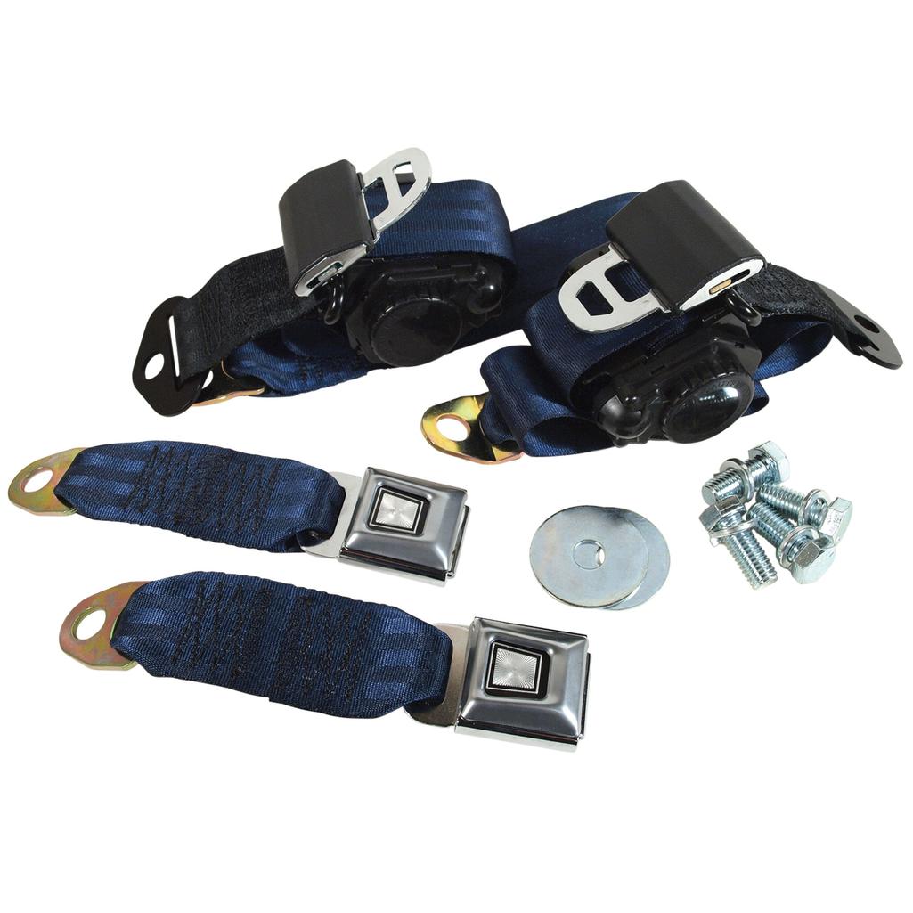 C3 1974-1977 Corvette Navy Lap & Shoulder Seat Belts - Single Retractor - Navy Blue