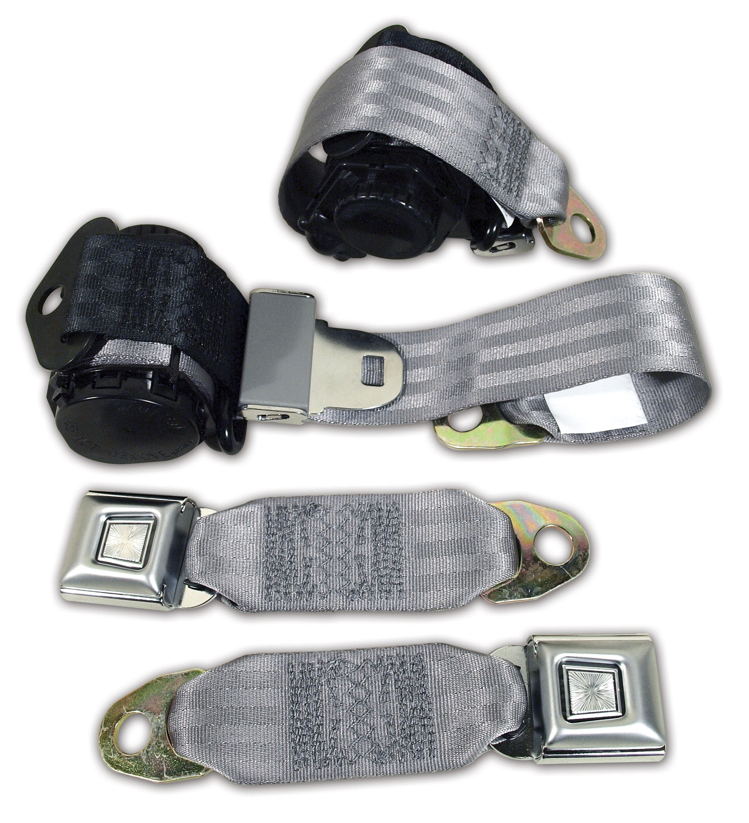 C3 1974-1977 Corvette Lap & Shoulder Seat Belts - Single Retractor - Gray