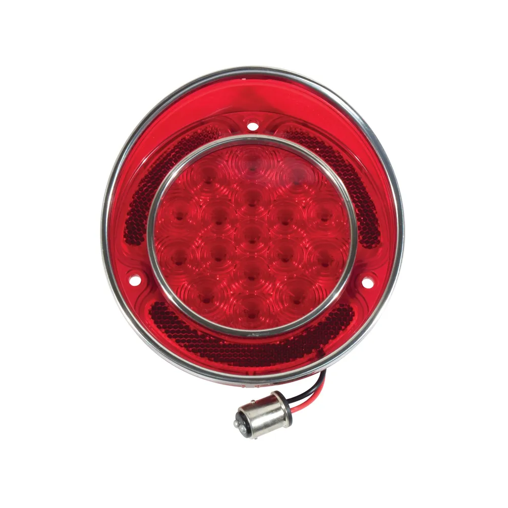 C3 1968-1973 Corvette LED Tail Light W/SS Rim - Red