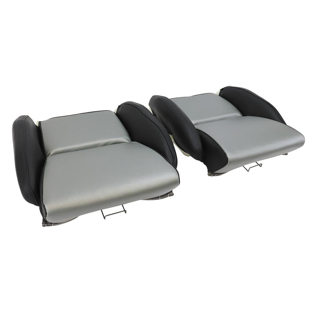 C4 1984-1988 Corvette Mounted 100% Leather Standard Seat Covers - Black /Gray 2-Tone