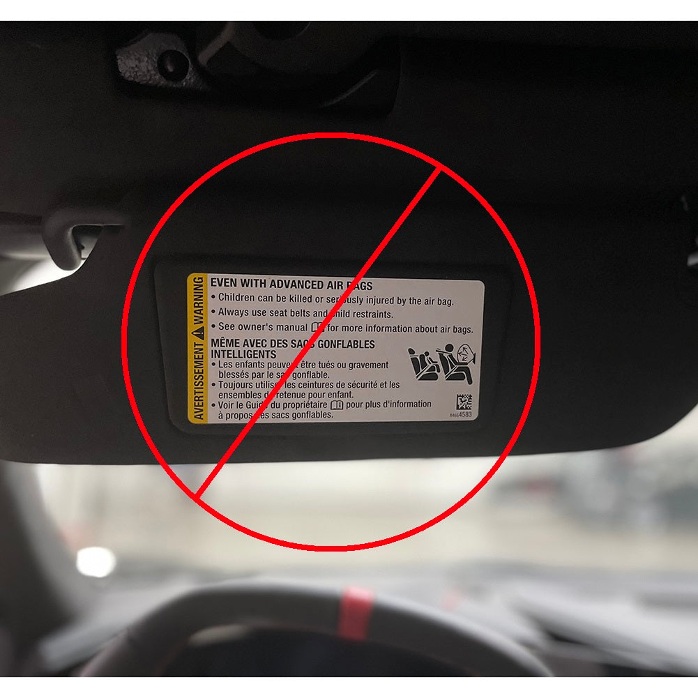 C8 Corvette Z06 Sun Visor Warning Label Covers : Black Suede