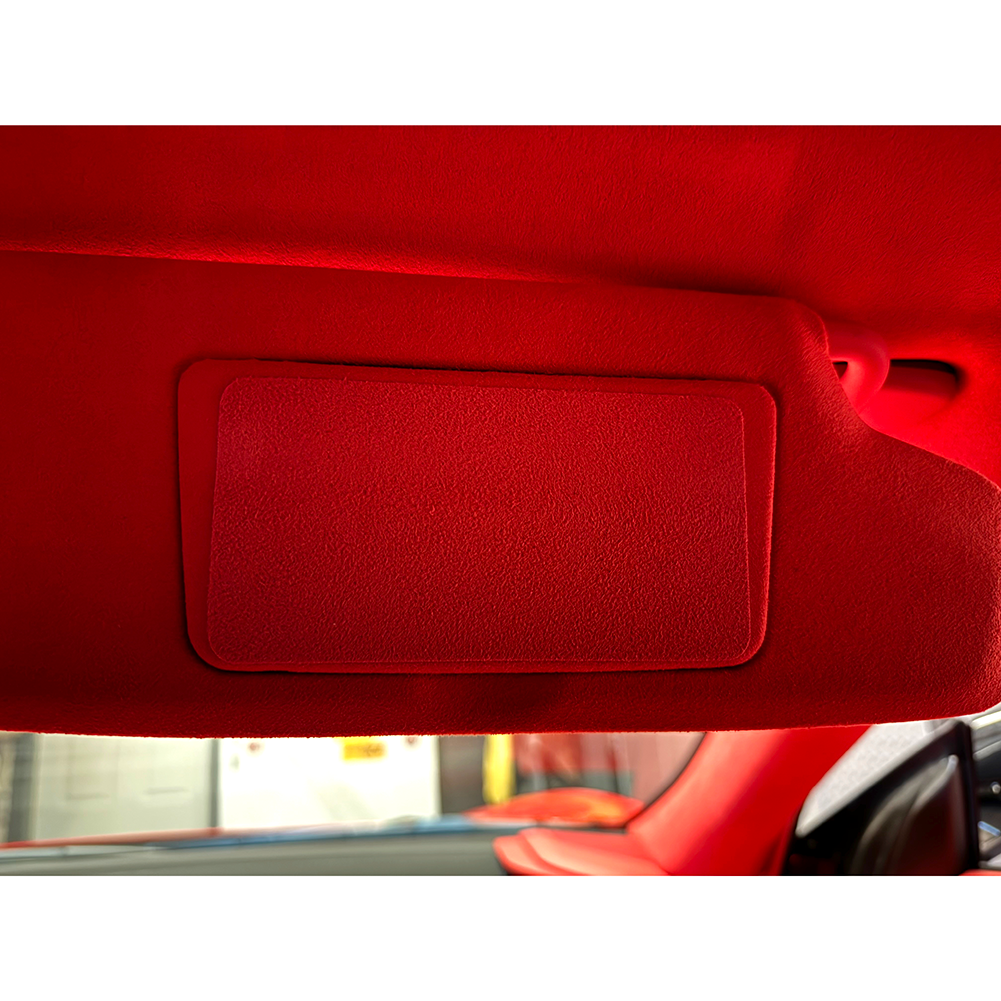 C8 Corvette Z06 Sun Visor Warning Label Covers : Red Suede