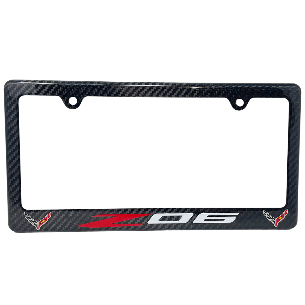 C8 Corvette License Plate Frame - Carbon Fiber : C8 Z06 Logo
