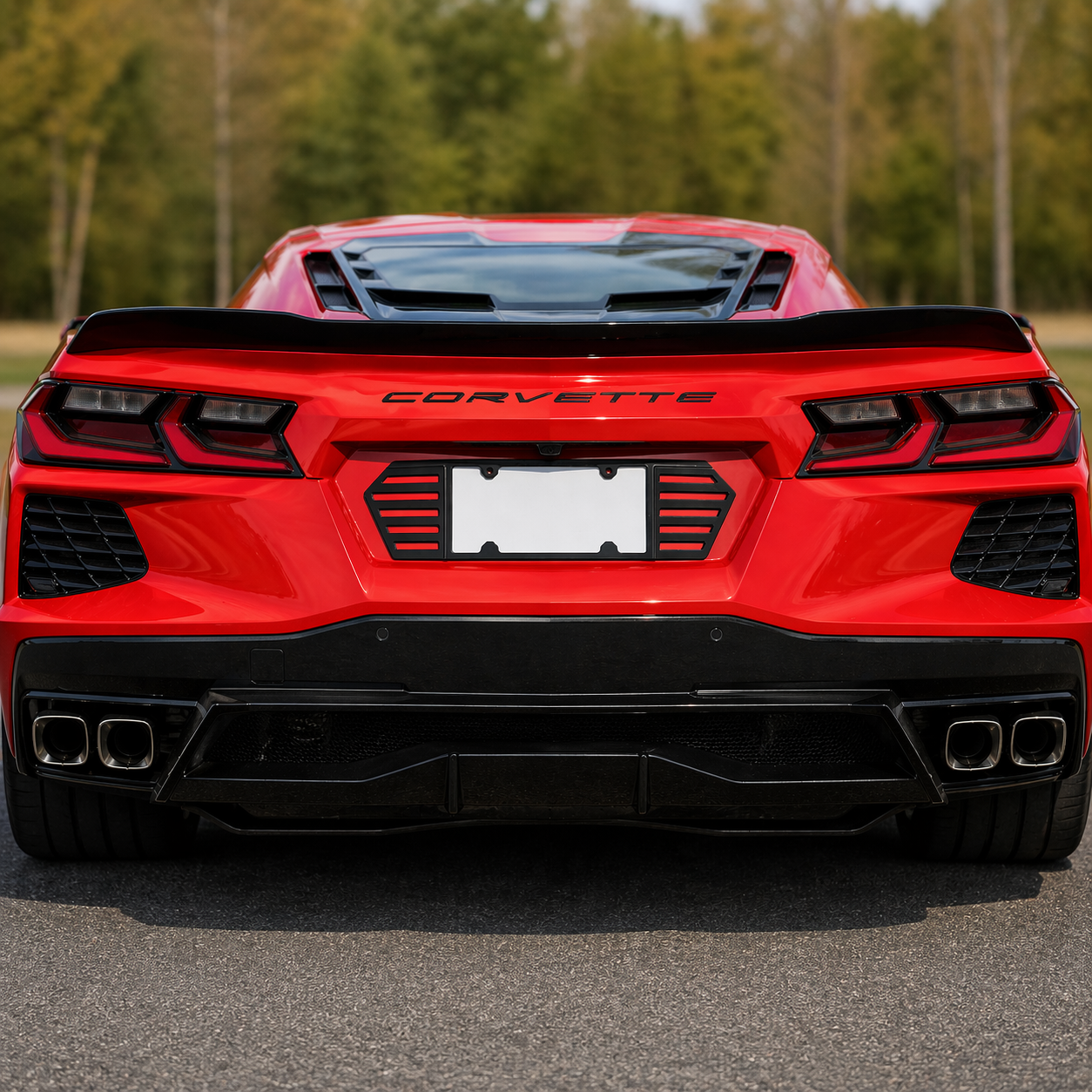 Corvette License Plate Frame - Billet Aluminum : Satin Black : C8 2020-2026