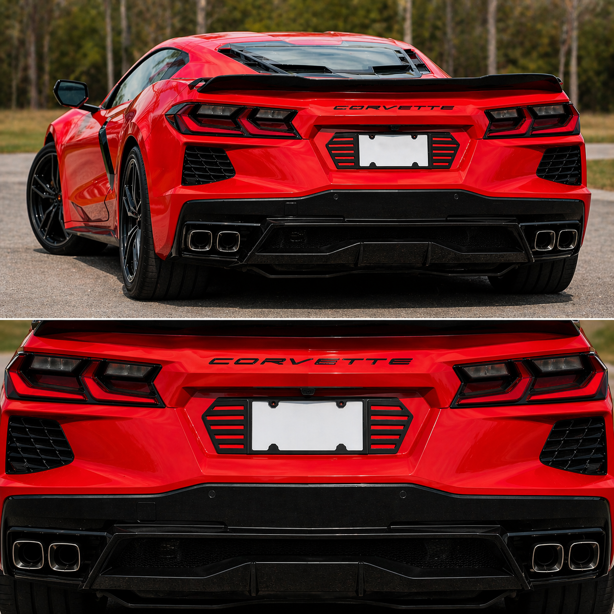 Corvette License Plate Frame - Billet Aluminum : Satin Black : C8 2020-2026