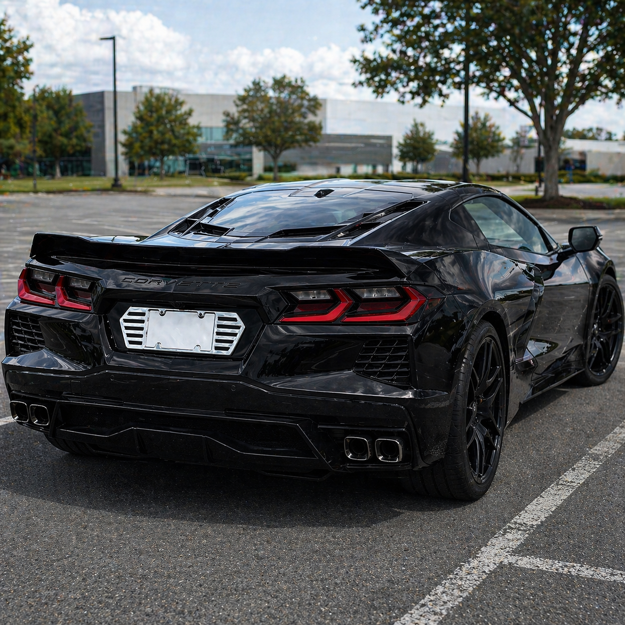 Corvette License Plate Frame - Billet Aluminum : Chrome : C8 2020-2026