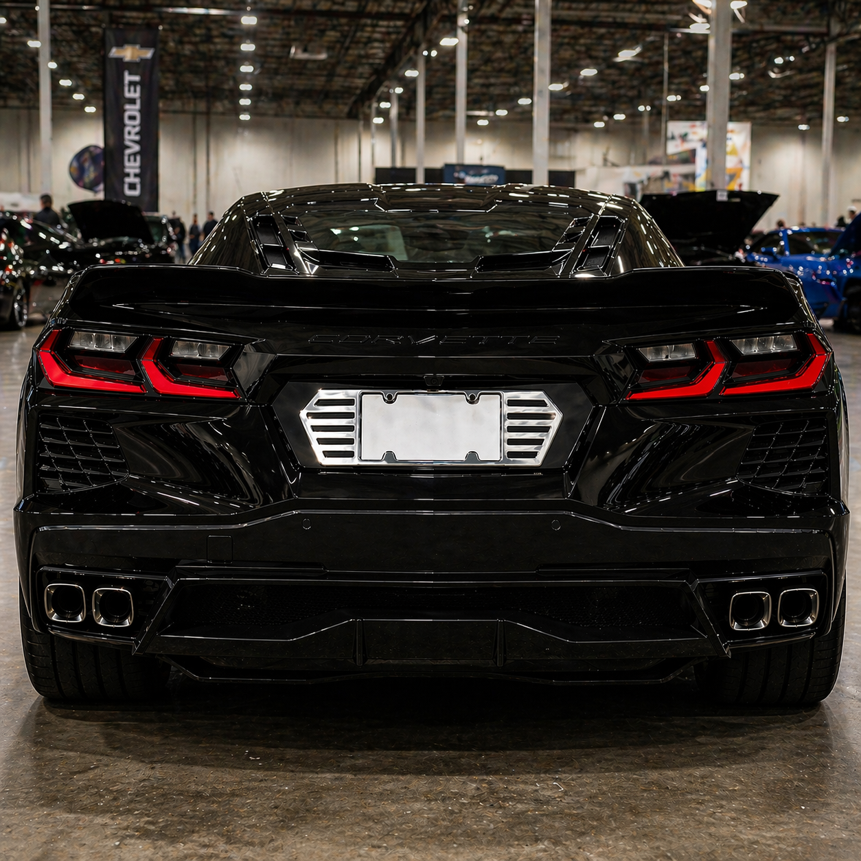 Corvette License Plate Frame - Billet Aluminum : Chrome : C8 2020-2026