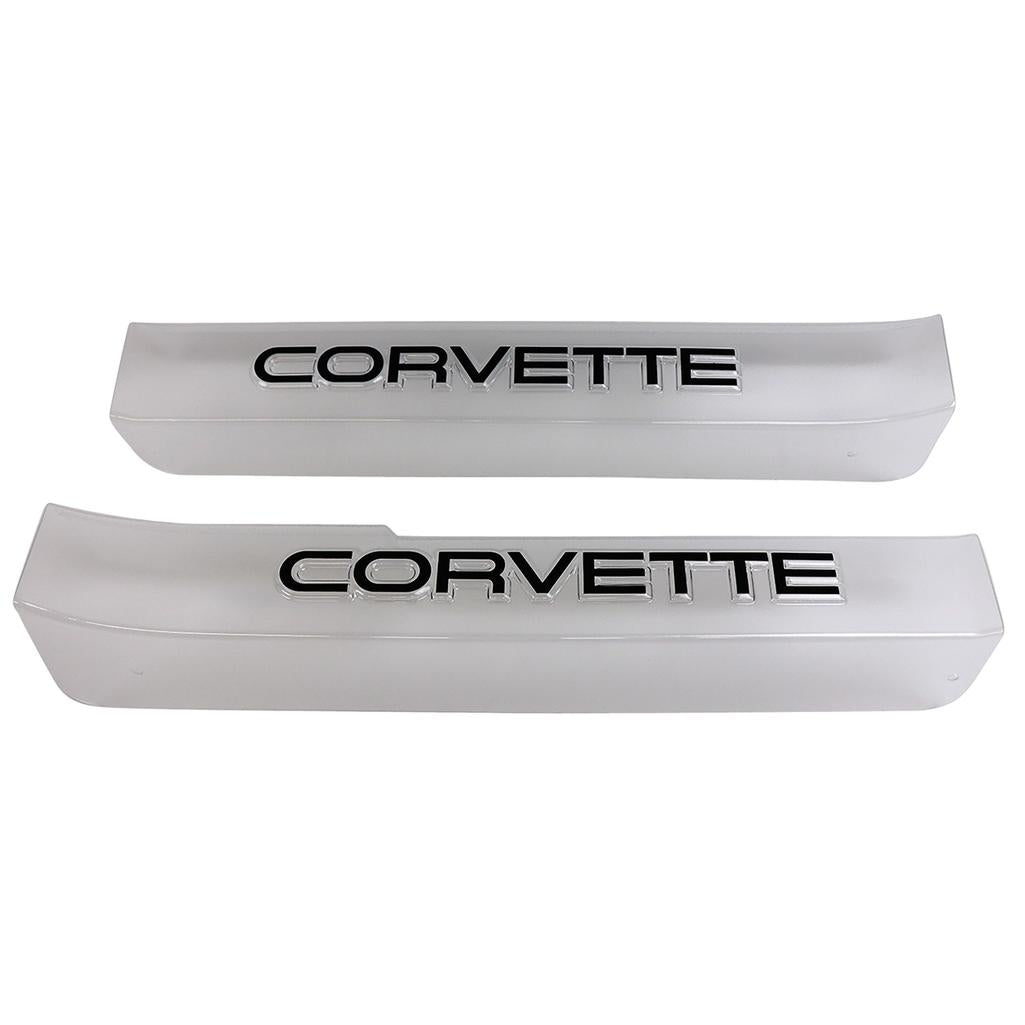 C4 1984-1987 Corvette Door Sill Guards W/Corvette Logo - Clear