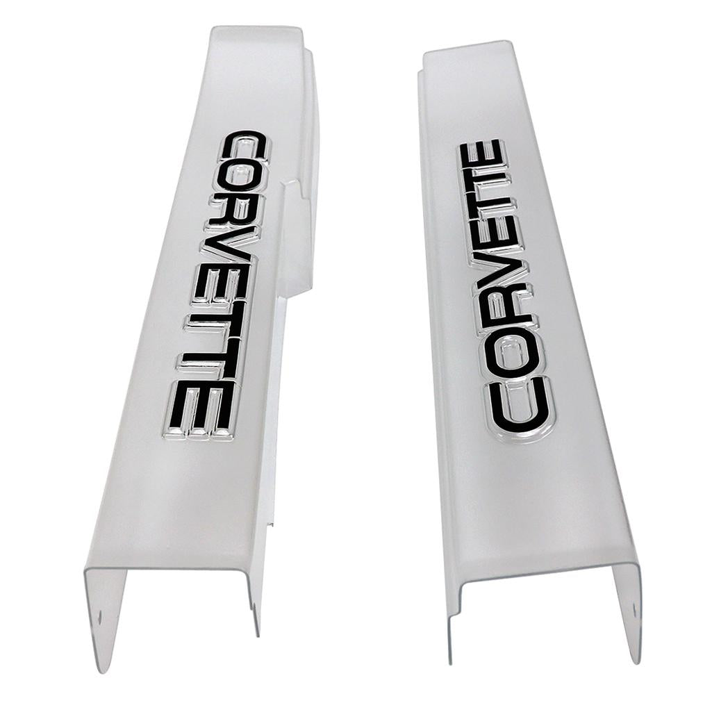 C4 1984-1987 Corvette Door Sill Guards W/Corvette Logo - Clear