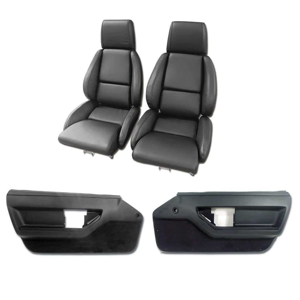 C4 1984-1988 Corvette Interior Package - Mounted Standard Leather Seats - Black W/Solid Inserts