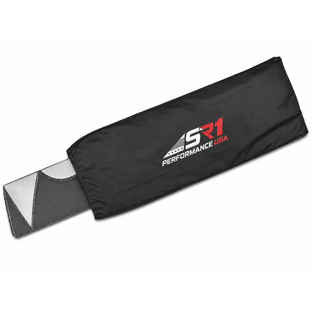 Corvette Insulated Foldable Accordion Style Silver Sunshade W/ Logo : C8 Stingray, Z51, Z06, E-Ray, ZR1