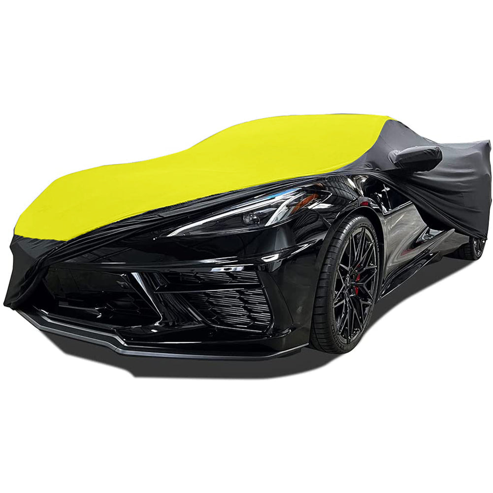 C8 Corvette Ultraguard Stretch Satin Sport Car Cover - Yellow/Black - Indoor