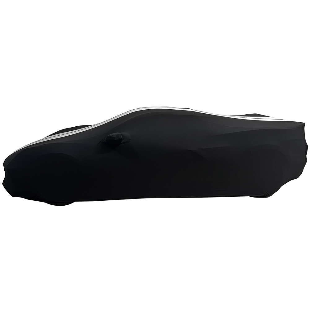 Corvette Ultraguard Stretch Satin Car Cover - Black W/Gray Stripes - Indoor : C8 Stingray, Z51, Z06