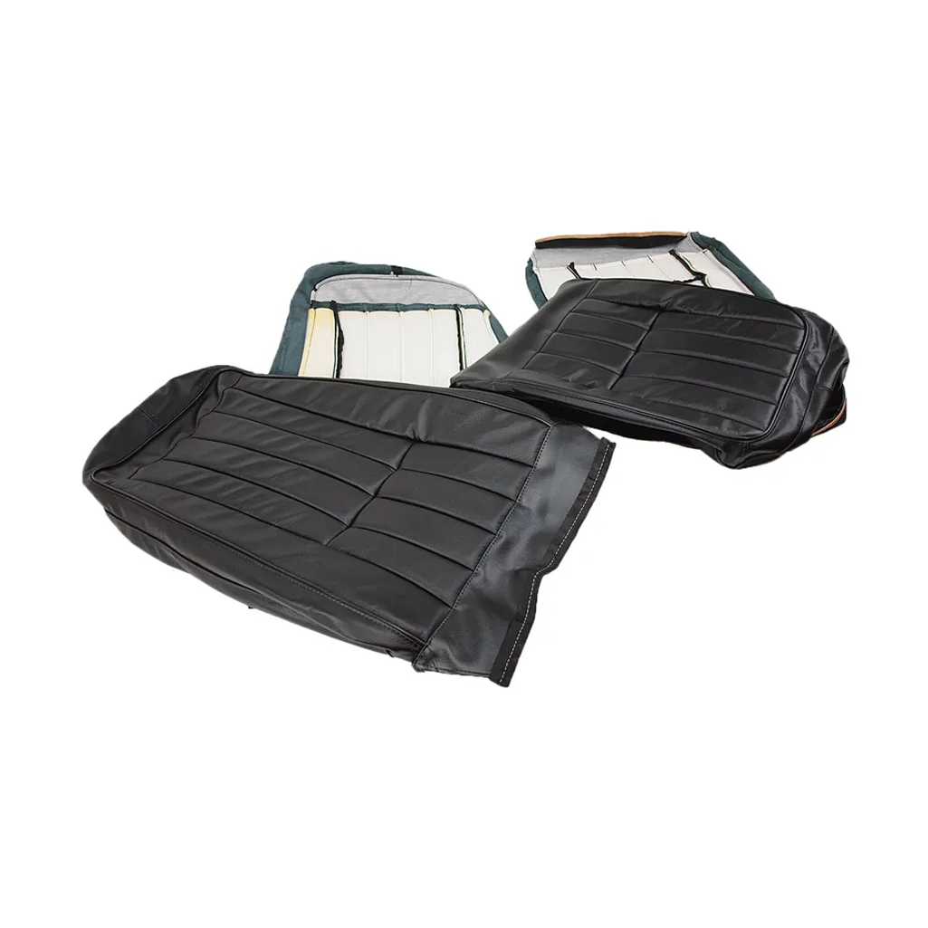 C3 1970-1978 Corvette Driver Leather Seat Covers Leather/Vinyl - Black - Pair
