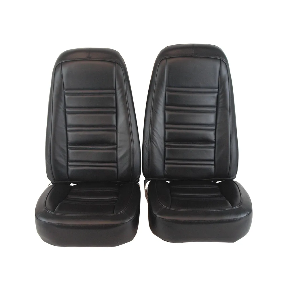 C3 1976-1978 Corvette Mounted Seats - Driver Series - Black Leather Vinyl